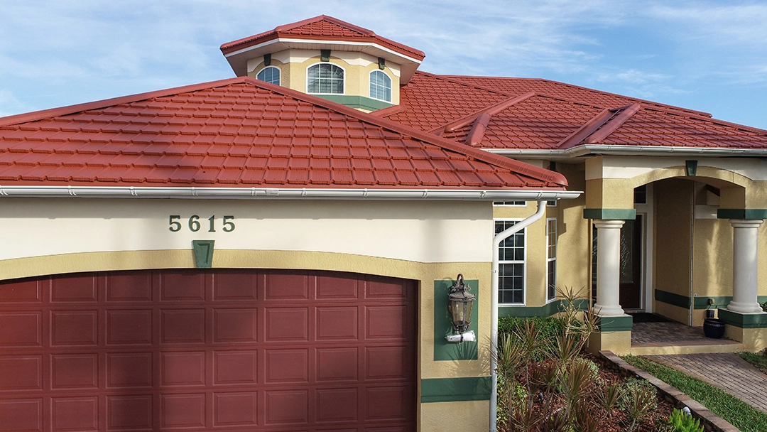Ulta Canyon Red metal roof — A Spanish-style residence on SW 14th Ave, Fort Lauderdale, Florida.